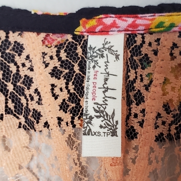 Free People Bodysuit Top Womens Extra Small Poppy Printed Long Sleeve Boho - Picture 4 of 9